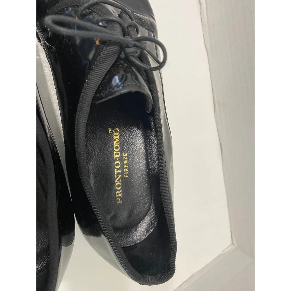 Pronto Uomo Oxford Shoes Men 9.5 Black Good Patent Leather Firenze